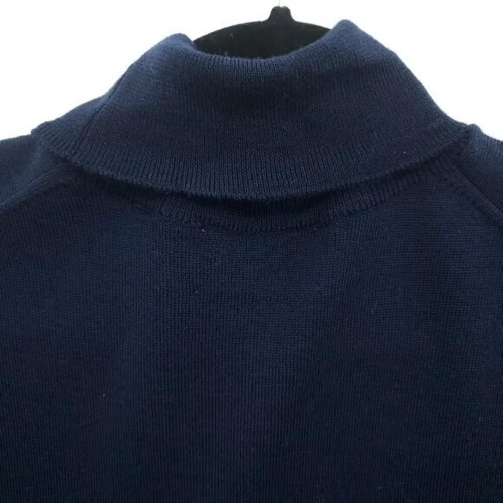 Men's Williams & Kent 100% Merino Wool Fine Knit Turtleneck Sweater M Navy Blue